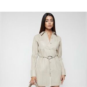 Maniere De Voir Beige Long Sleeve Dress